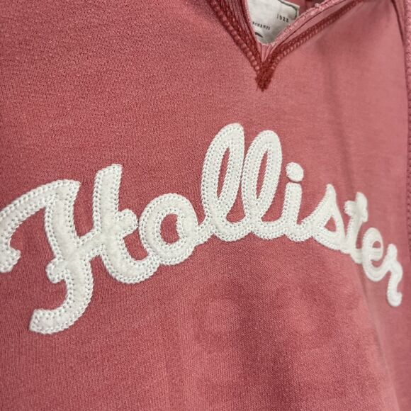 HOLLISTER Y2K 2000s Raised Stitched Collegiate Logo Graphic Hoodie, Pink- XL - Picture 4 of 8